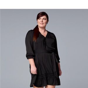 Simply Vera by Vera Wang Elegant Ruffle Day Black Dress Women’s Size XL